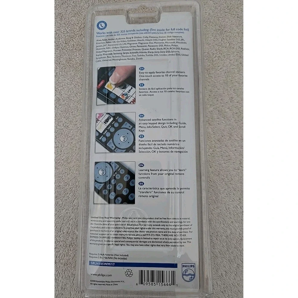 Philips Universal Remote‎ with Customized Keypad SRU4105 SRU4105WM/17